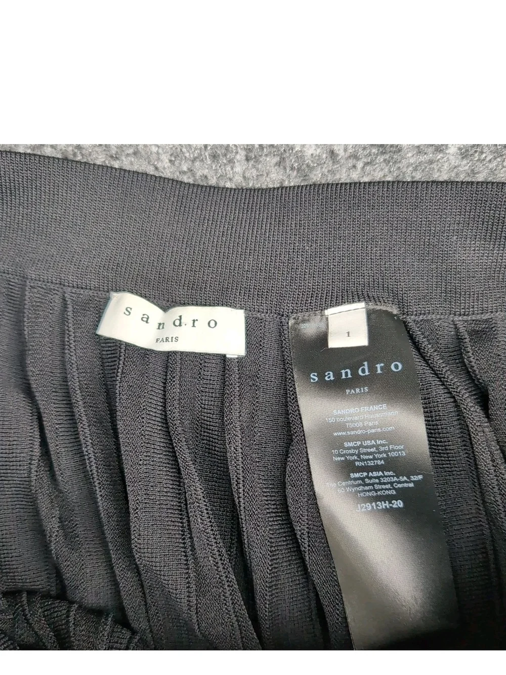 Sandro Paris Skirt Womens Sz 1 Black Racing Stripes Pleated Accents Midi Length